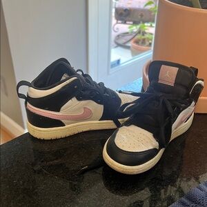 Jordan Kids Black and Pink Sneakers
